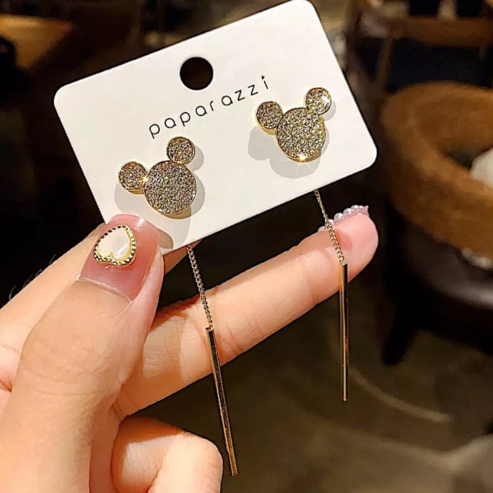 GOLD MICKEY MOUSE DANGLE EARRINGS